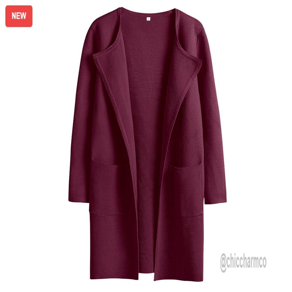 Open Front Knit Cardigan Sweater Coatigan with Pockets Dressy Casual Jacket
